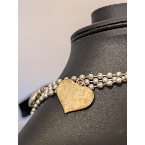 Silver Tone Bead Ball Chain W/ Medallian Charm Dangles & Lobster Claw Clasp - Picture 7 of 9